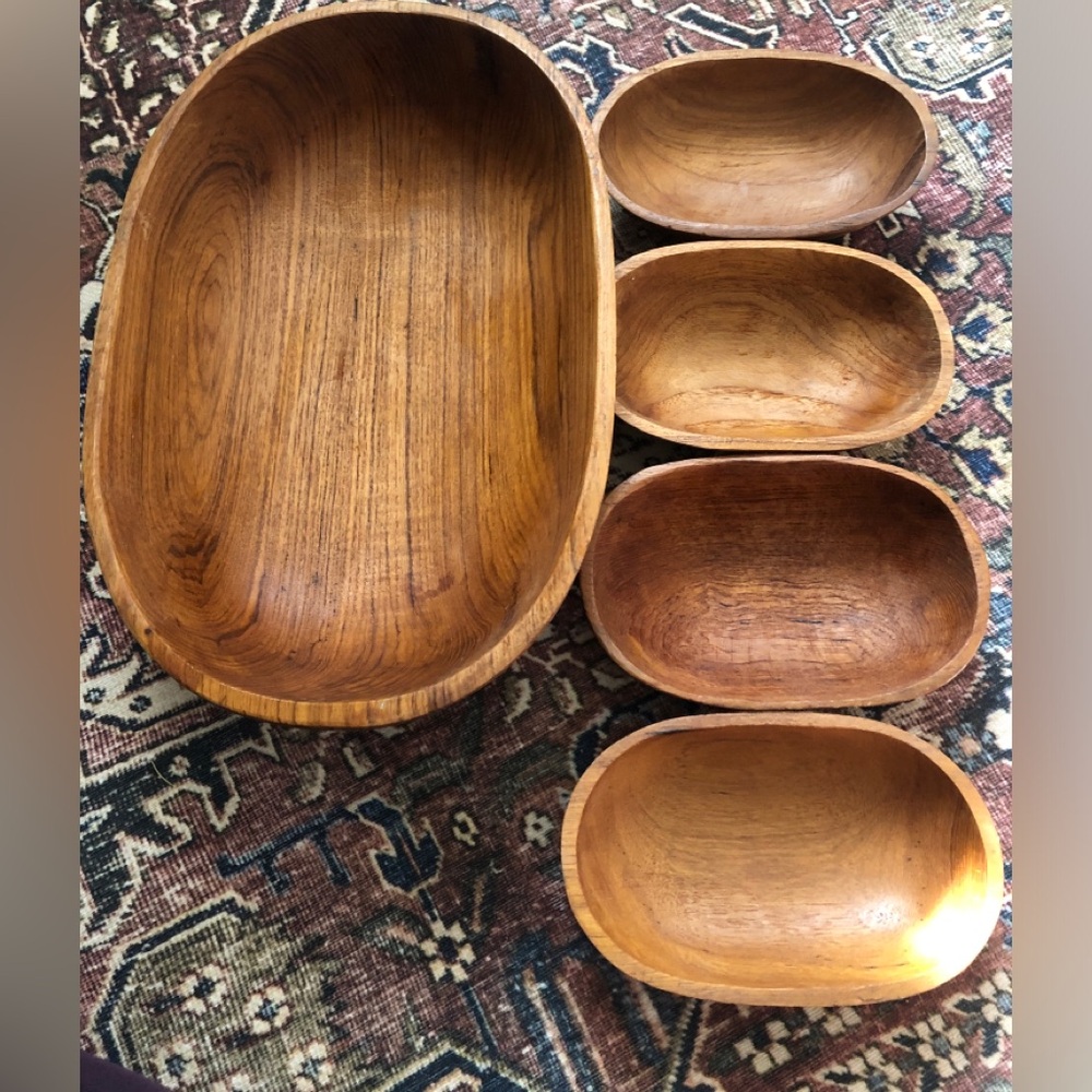 Vintage 1970’s Klamar Teak Salad Bowl Set